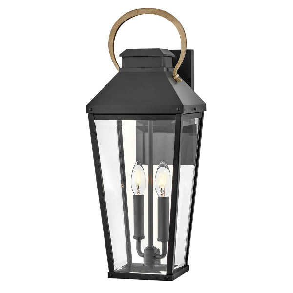 Elstead Dawson Außenwandleuchte E14 2-fach Schwarz mit brünierten Bronze Akzenten Klar IP44