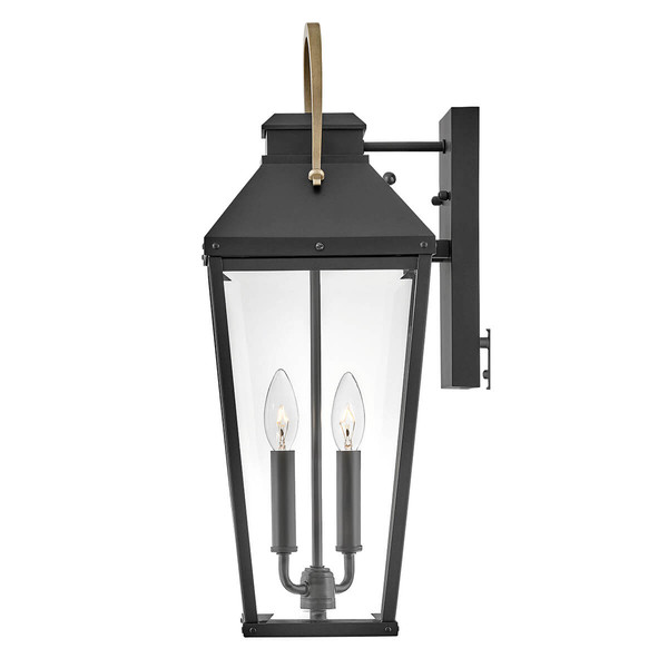 Elstead Dawson Außenwandleuchte E14 2-fach Schwarz mit brünierten Bronze Akzenten Klar IP44