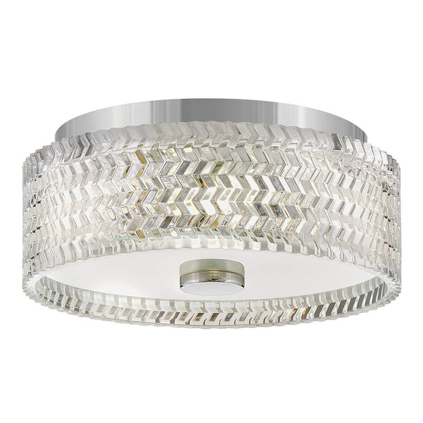 Elstead Elle Deckenleuchte E27 2-fach Chrom Glas geätzt mit Chevron Muster