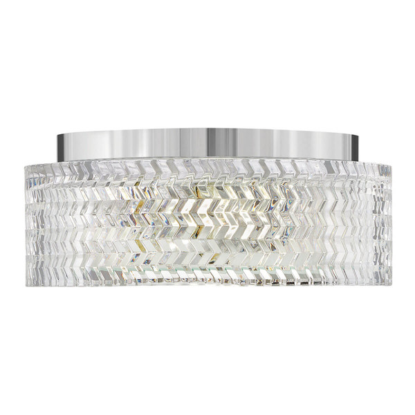 Elstead Elle Deckenleuchte E27 2-fach Chrom Glas geätzt mit Chevron Muster