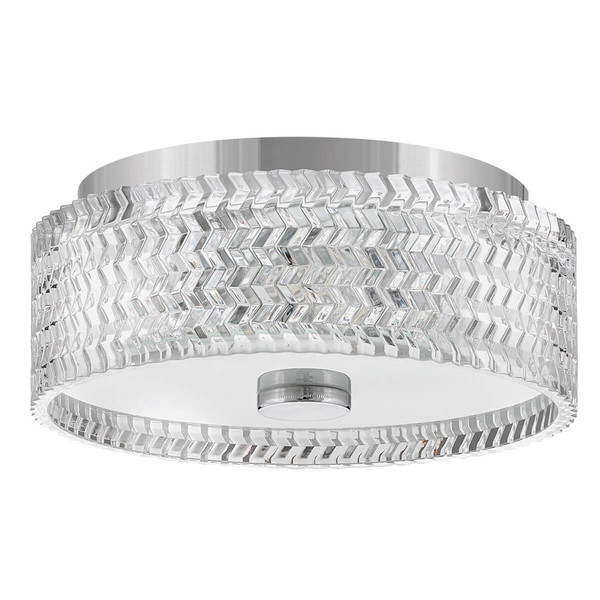 Elstead Elle Deckenleuchte E27 2-fach Chrom Glas geätzt mit Chevron Muster