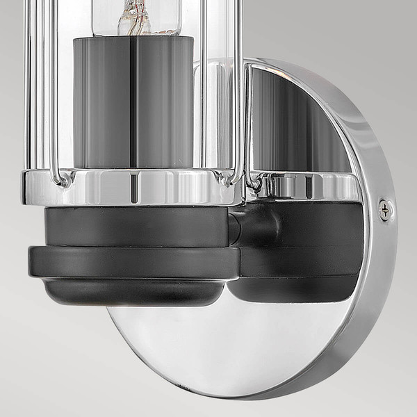 Elstead Masthead Wandleuchte E27 Poliertes Chrom und schwarz IP44