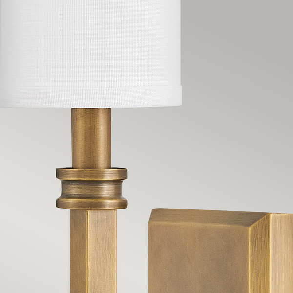 Elstead Moore  Wandleuchte E14 Heritage Messing mit Leinenschirm elfenbeinfarben Weiß