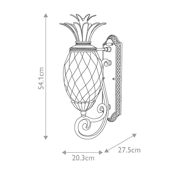 Elstead Plantation Ananas Außenwandleuchte E27 Museum Schwarz IP44