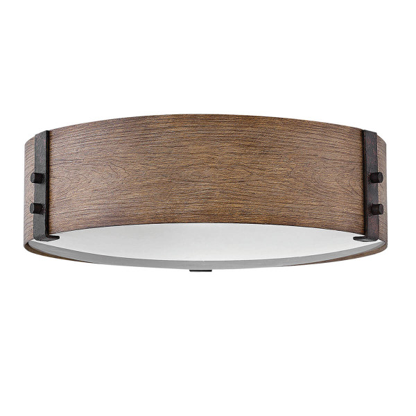 Elstead Sawyer Außen-Deckenleuchte E14 3-fach Sequoia-Holzoptik mit rostfarbenen Eisenakzenten Holzoptik IP44