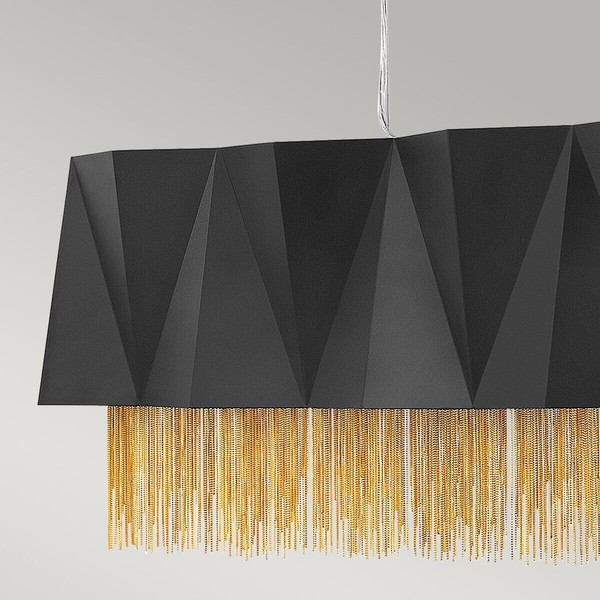 Elstead Zuma Hängeleuchte E27 6-fach 33cm Satinschwarz, Gold