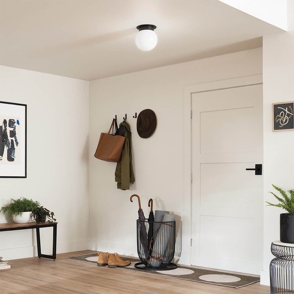Elstead Albers Deckenleuchte E27  Schwarz Opalglas