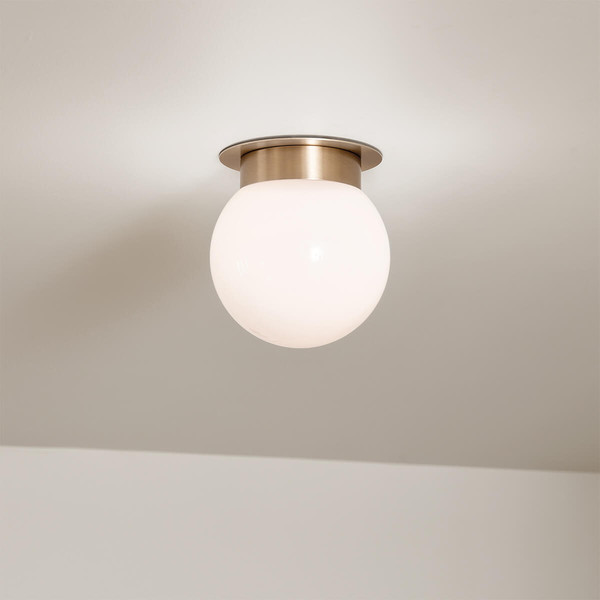 Elstead Albers Deckenleuchte E27  Champagnerbronze Opalglas rund
