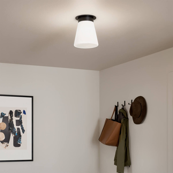 Elstead Albers Deckenleuchte E27 Schwarz Opalglas