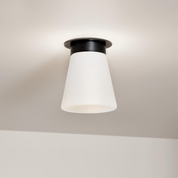 Elstead Albers Deckenleuchte E27 Schwarz Opalglas