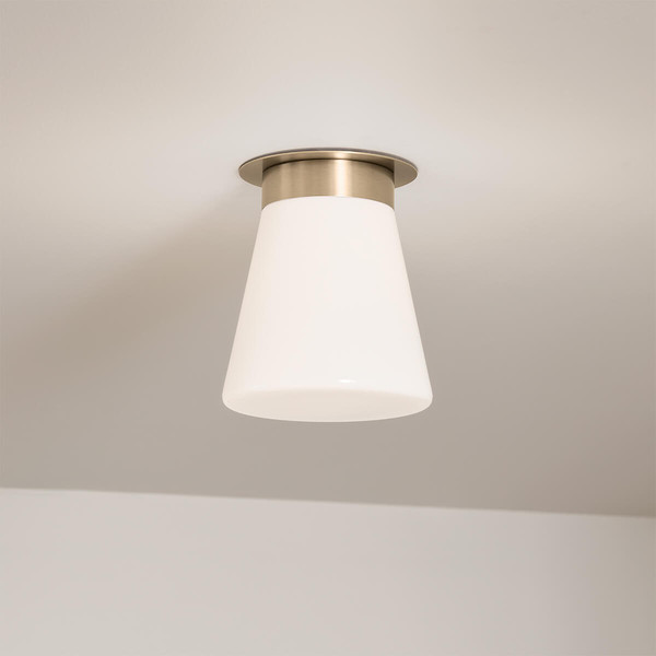 Elstead Albers Deckenleuchte E27  Champagnerbronze Opalglas