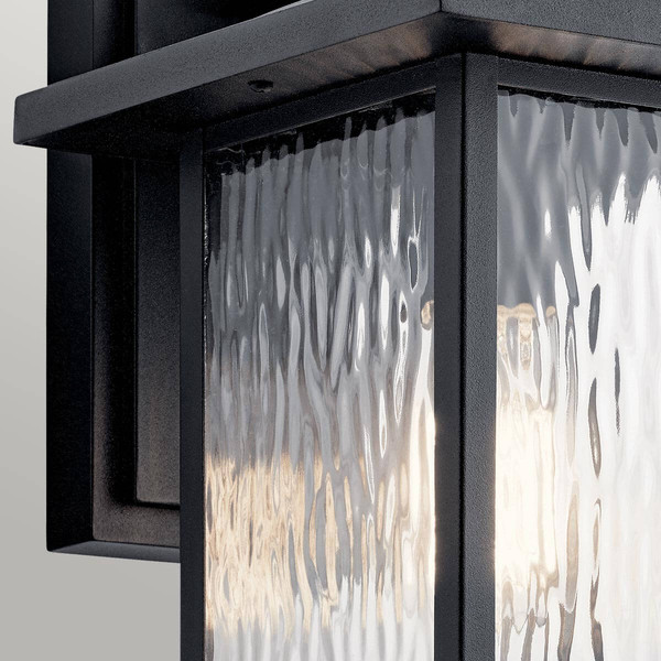 Elstead Cappanna Außenwandleuchte E27  Strukturiertes Schwarz Glas klar IP44