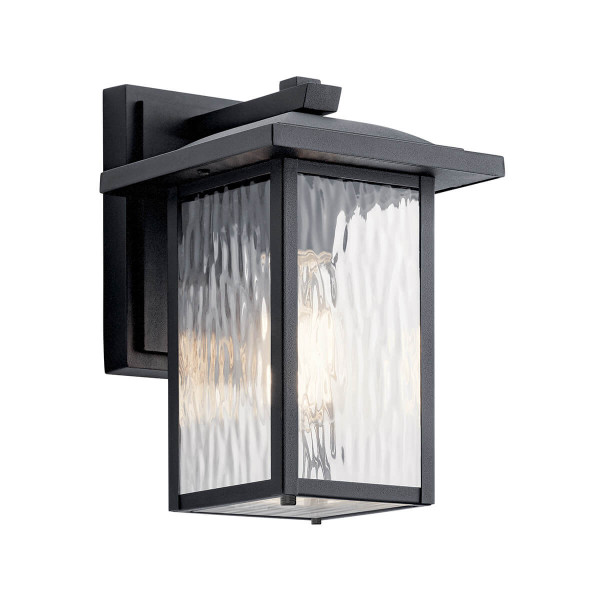 Elstead Cappanna S Außenwandleuchte E27  Strukturiertes Schwarz Glas klar IP44