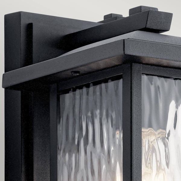 Elstead Cappanna S Außenwandleuchte E27  Strukturiertes Schwarz Glas klar IP44