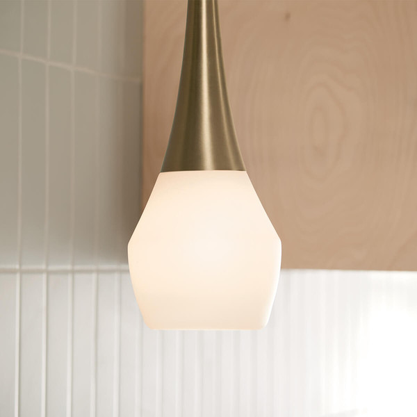 Elstead Deela Pendelleuchte E27  Champagnerbronze Opalglas