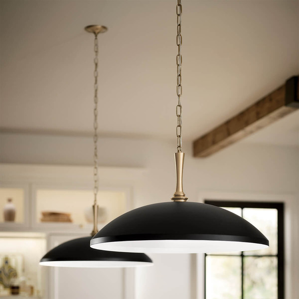 Elstead Delarosa Pendelleuchte E27  Schwarz und Champagnerbronze Schwarz