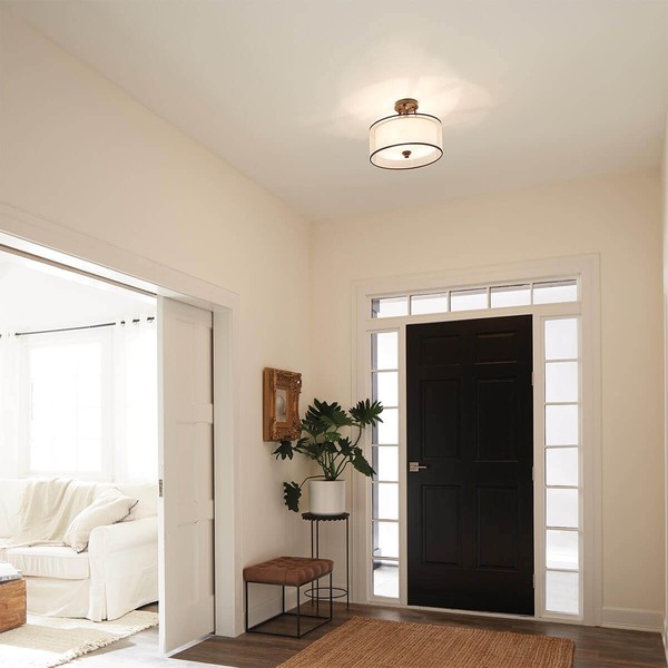 Elstead Lacey Deckenleuchte E27 3-fach Mission Bronze helle Umbra, Erd-Farbe, metallisch gefrostet