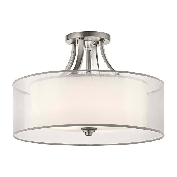 Elstead Lacey Deckenleuchte E27 4-fach Antikes Zinn Weiss-organza