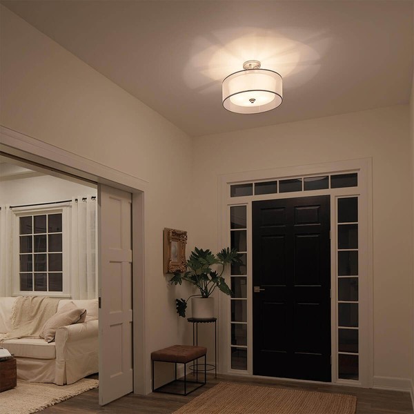 Elstead Lacey Deckenleuchte E27 4-fach Antikes Zinn Weiss-organza