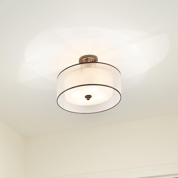 Elstead Lacey Deckenleuchte E27 4-fach Mission Bronze helle Umbra, Erd-Farbe, metallisch gefrostet