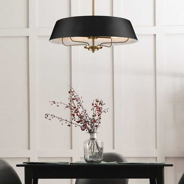 Elstead Luella Pendelleuchte E14 4-fach Schwarz und Messing