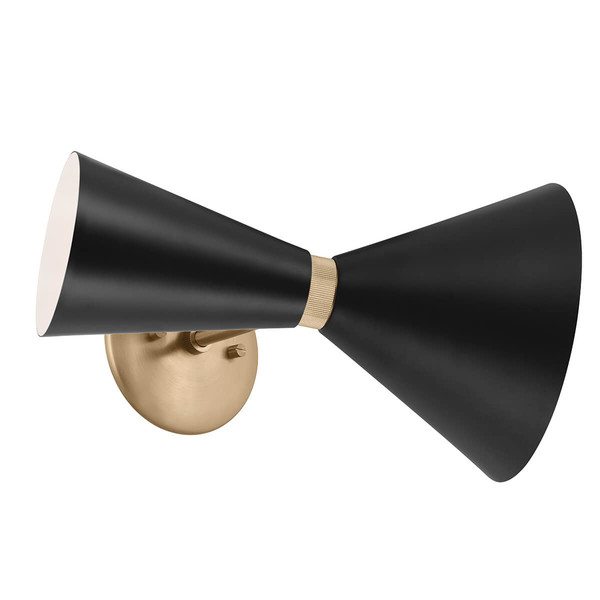 Elstead Phix Wandleuchte E27 2-fach Schwarz und Champagnerbronze Schwarz