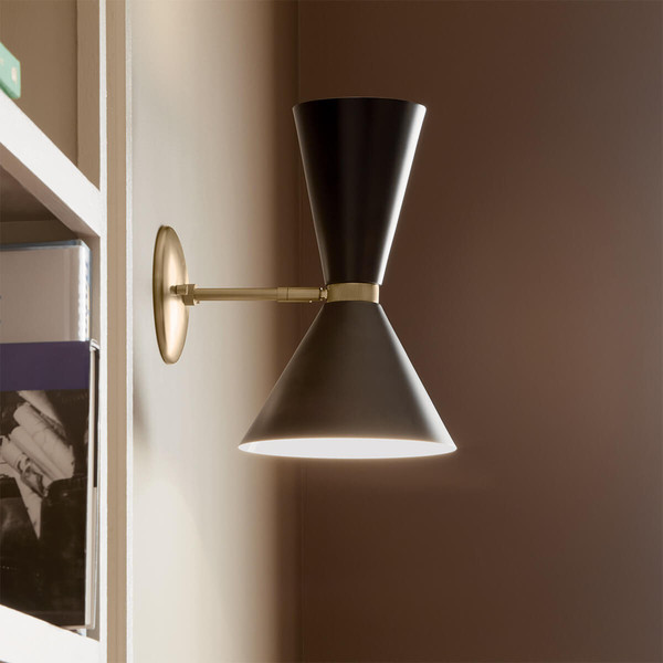 Elstead Phix Wandleuchte E27 2-fach Schwarz und Champagnerbronze Schwarz