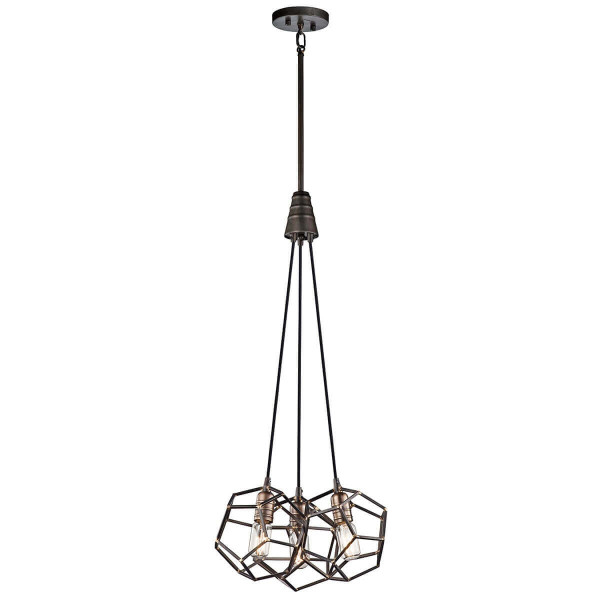 Elstead Rocklyn Kronleuchter E27 3-fach 91cm Rohstahl