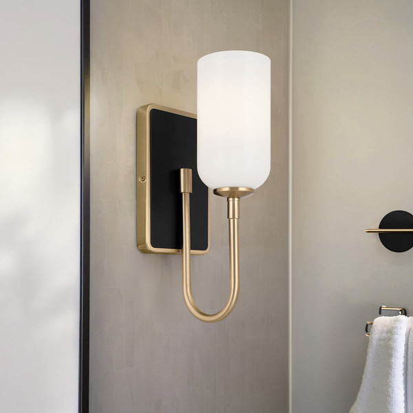 Elstead Solia Wandleuchte G9 Champagnerbronze und schwarz Opal weiß IP44