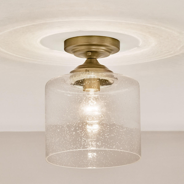 Elstead Winslow Deckenleuchte E27 Naturmessing Glas mit Luftbläschen