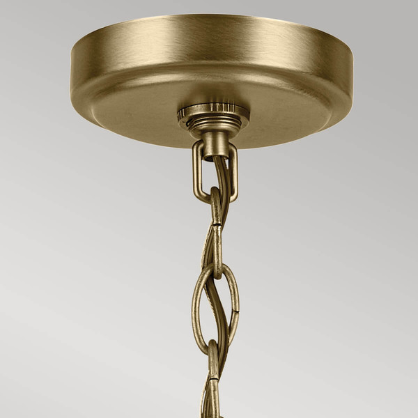 Elstead Winslow Kronleuchter E27 5-fach Naturmessing Glas mit Luftbläschen