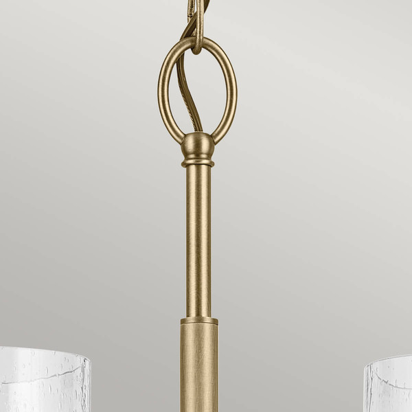 Elstead Winslow Kronleuchter E27 5-fach Naturmessing Glas mit Luftbläschen