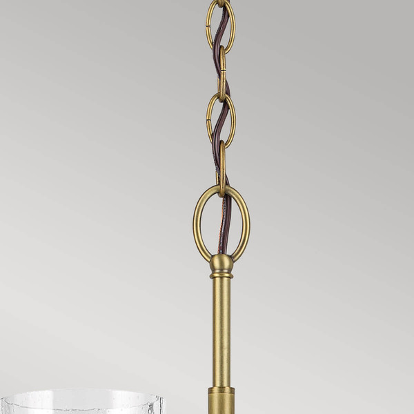 Elstead Winslow Kronleuchter E27 6-fach Naturmessing Glas mit Luftbläschen