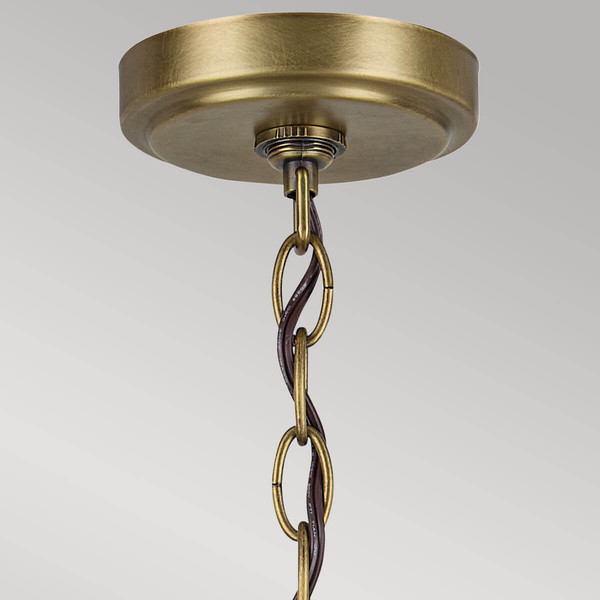 Elstead Winslow Kronleuchter E27 6-fach Naturmessing Glas mit Luftbläschen