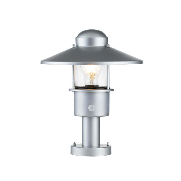 Elstead Klampenborg Außen-Stehleuchte Sensor E27 32cm Silber IP44
