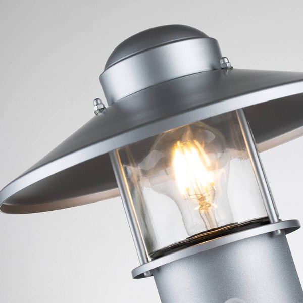 Elstead Klampenborg Außen-Stehleuchte Sensor E27 32cm Silber IP44