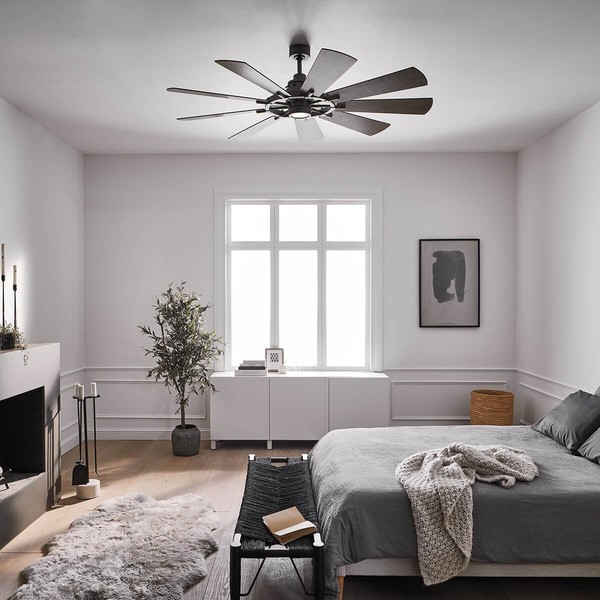 Elstead Gentry leiser Deckenventilator mit LED Licht Ø165cm DC-Motor Holz + Fernbedienung