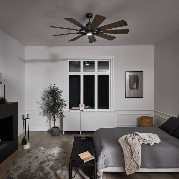Elstead Gentry leiser Deckenventilator mit LED Licht Ø165cm DC-Motor Holz + Fernbedienung