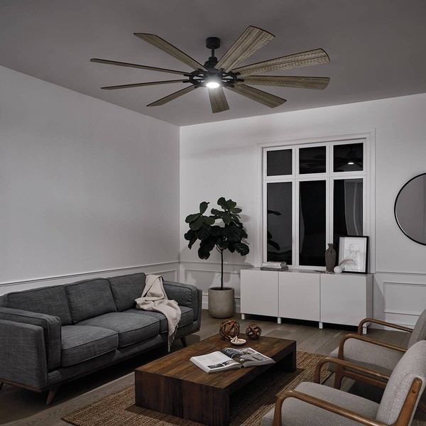 Elstead Gentry XL leiser Deckenventilator mit LED Licht Ø216cm DC-Motor Holz + Fernbedienung