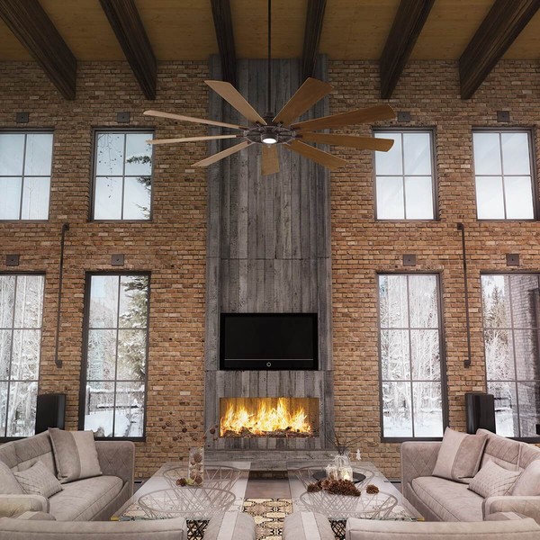 Elstead Gentry XL leiser Deckenventilator mit LED Licht Ø216cm DC-Motor Holz + Fernbedienung
