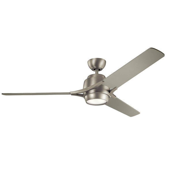 Elstead Zeus leiser Deckenventilator mit LED Licht Ø152cm Holz + Fernbedienung Silber