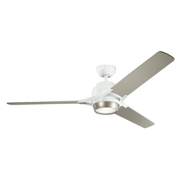 Elstead Zeus leiser Deckenventilator mit LED Licht Ø152cm Holz + Fernbedienung Silber, weiß