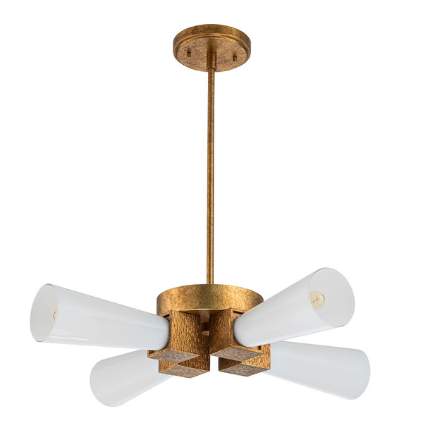 Elstead Kristy Deckenleuchte E27 4-fach Gebeiztes Gold Opal