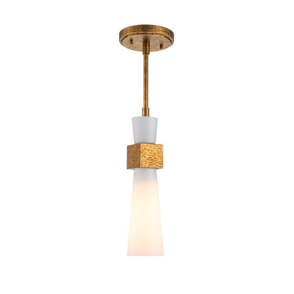 Elstead Kristy Pendelleuchte E27 Gebeiztes Gold Opal