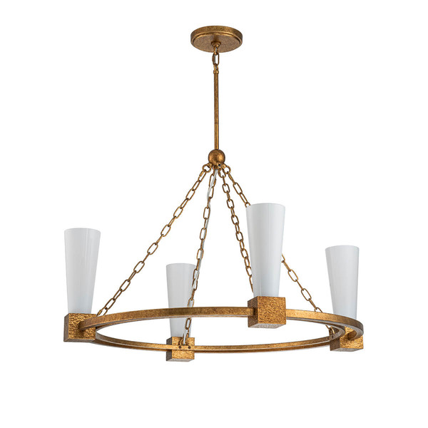 Elstead Kristy Kronleuchter E27 4-fach Gebeiztes Gold Opal