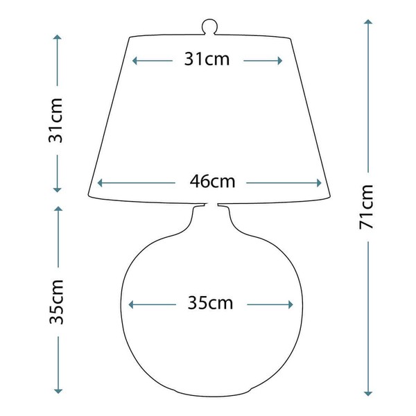 Elstead Laguna Tischleuchte E27 71cm Türkis und Graphitglasur Weiß, Made in UK