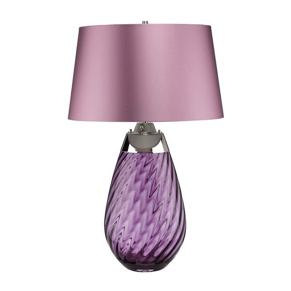 Elstead Lena Tischleuchte E27 74cm Pflaume getöntes Glas, Heather Shade Heidekraut-Farbe