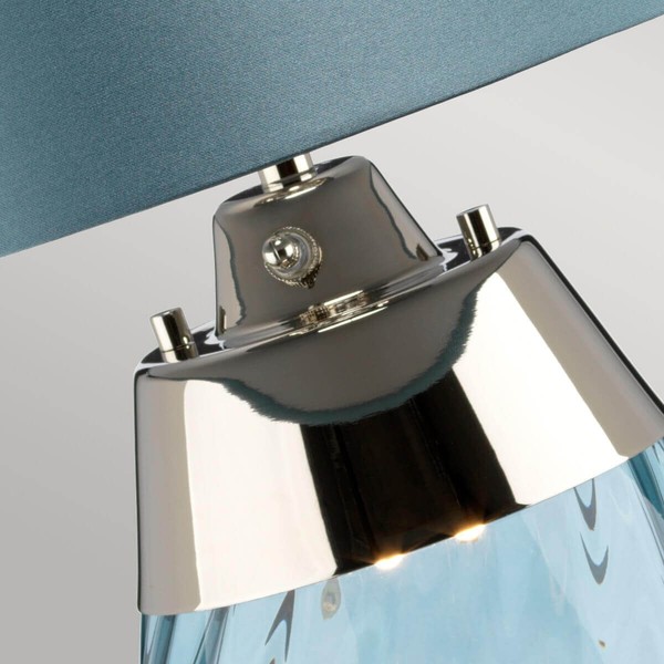 Elstead Lena Tischleuchte E27 61cm Blau getöntes Glas, Entenei-Blau Schirm Hellblau