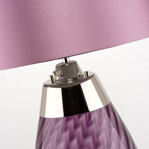 Elstead Lena Tischleuchte E27 61cm Pflaume getöntes Glas, Heather Shade Heidekraut-Farbe