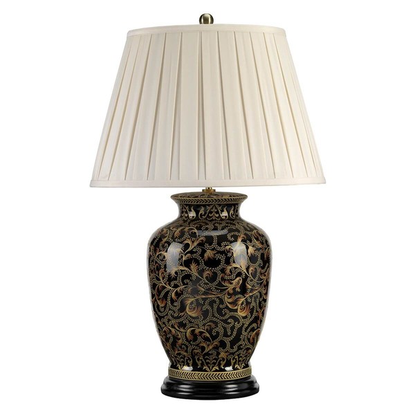 Elstead Morris Tischleuchte E27 73cm Gold und Schwarz Creme, Made in UK